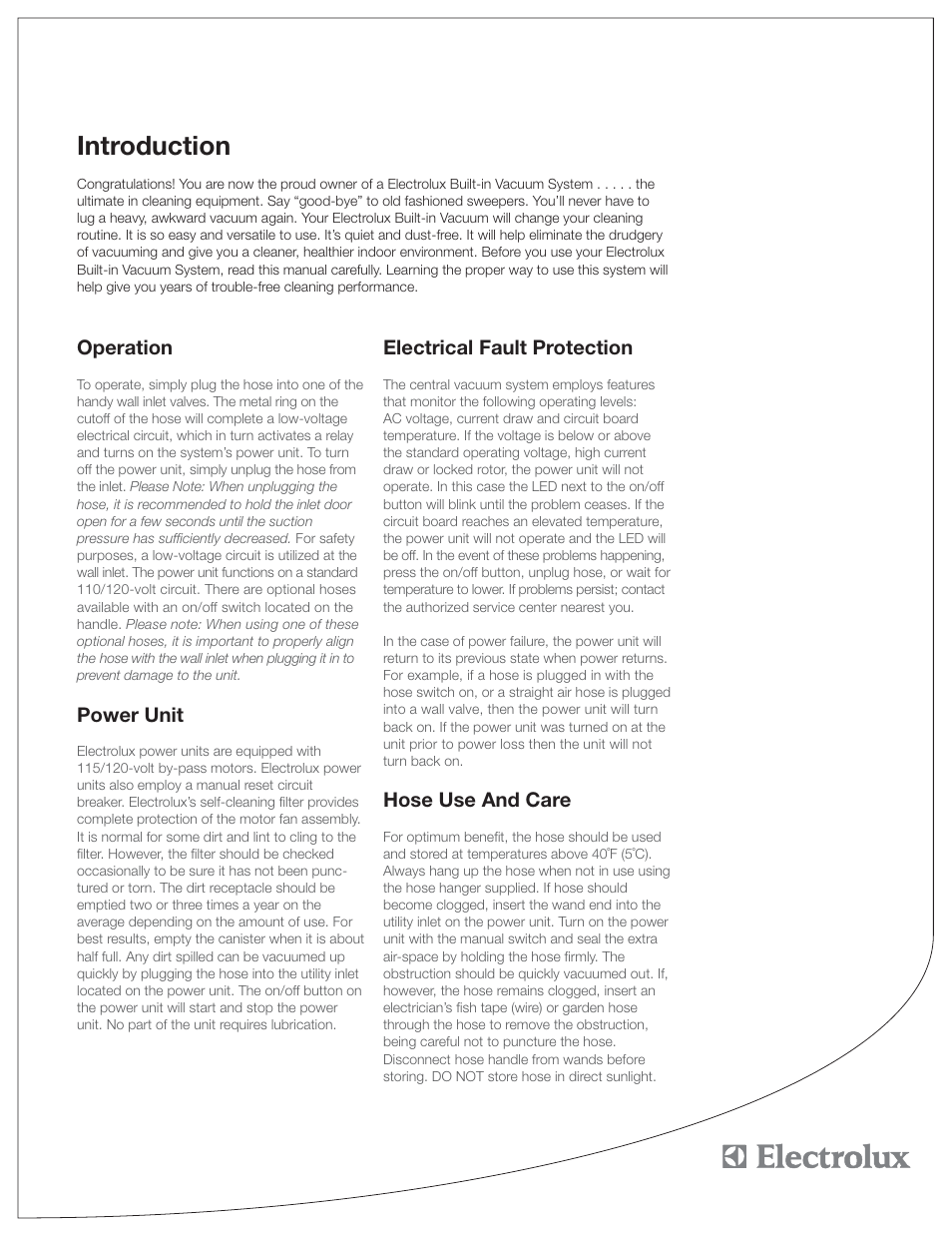 Introduction | Electrolux PU3650 User Manual | Page 5 / 20