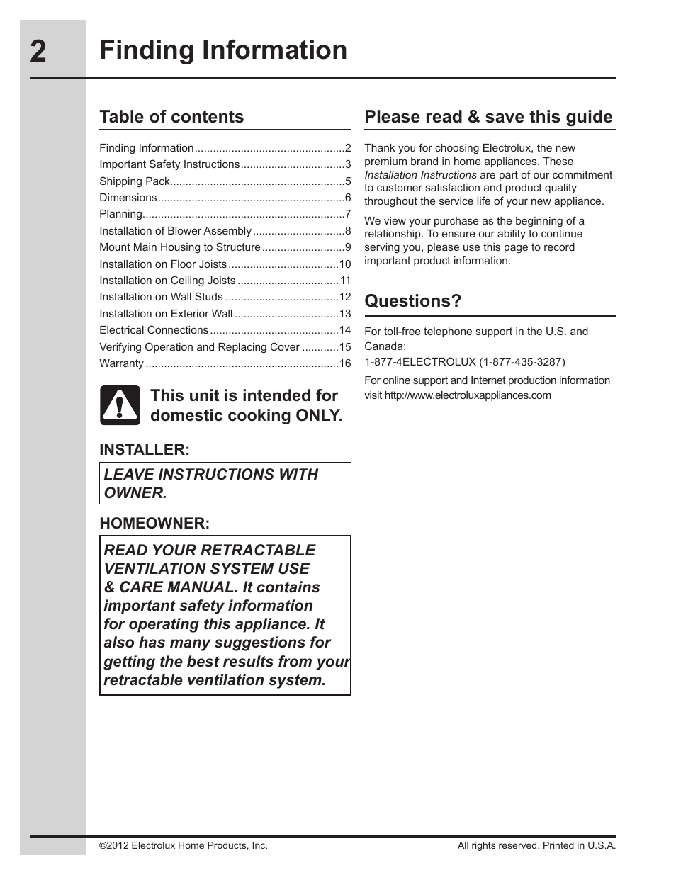 Electrolux EI16DDPRKS User Manual | Page 2 / 16