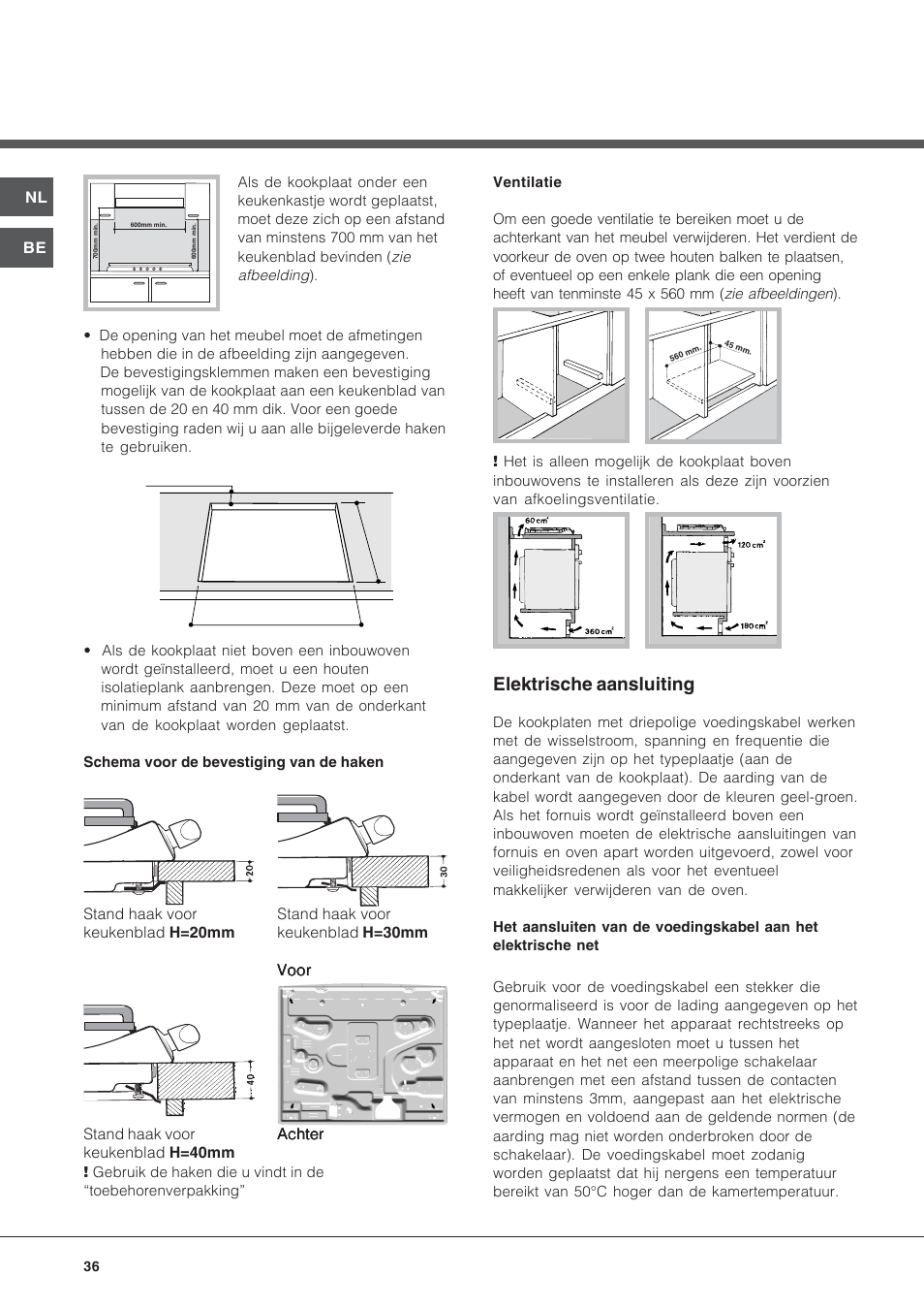 Elektrische aansluiting | Hotpoint Ariston PF 640 ES (WH)-HA User Manual | Page 36 / 56
