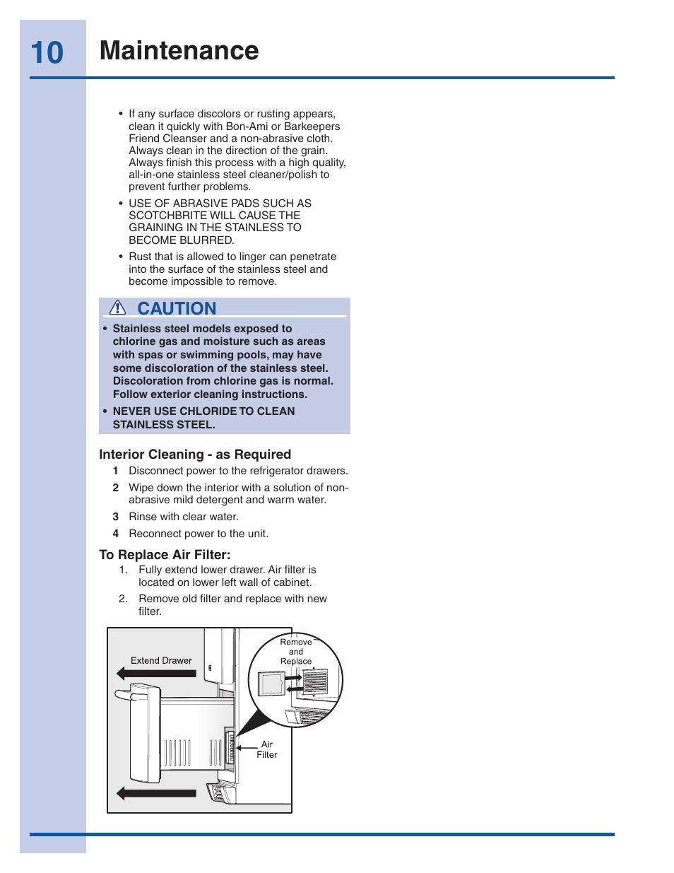 Maintenance, Caution | Electrolux EI24RD65KS User Manual | Page 10 / 13