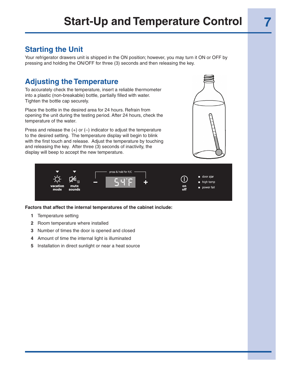 Start-up and temperature control | Electrolux EI24RD65KS User Manual | Page 7 / 13