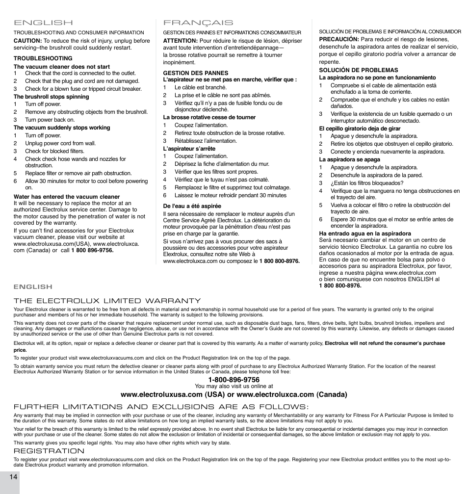 Electrolux EL4300B User Manual | Page 14 / 16