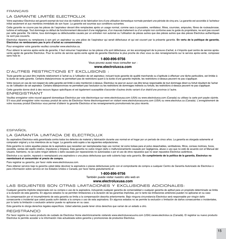 Electrolux EL4300B User Manual | Page 15 / 16