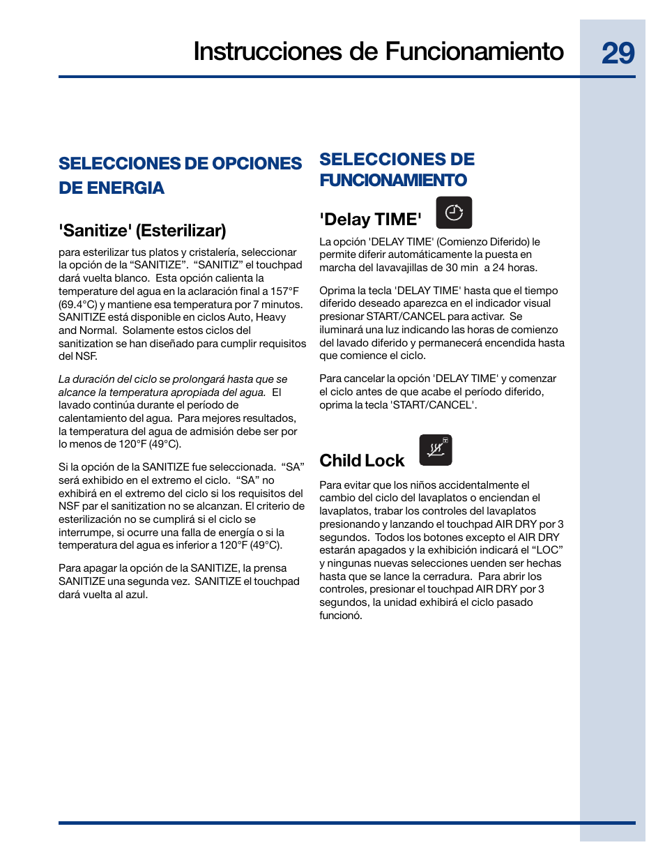 Instrucciones de funcionamiento | Electrolux EIDW6405HT User Manual | Page 29 / 72