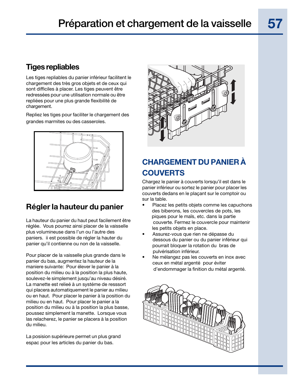 Préparation et chargement de la vaisselle | Electrolux EIDW6405HT User Manual | Page 57 / 72