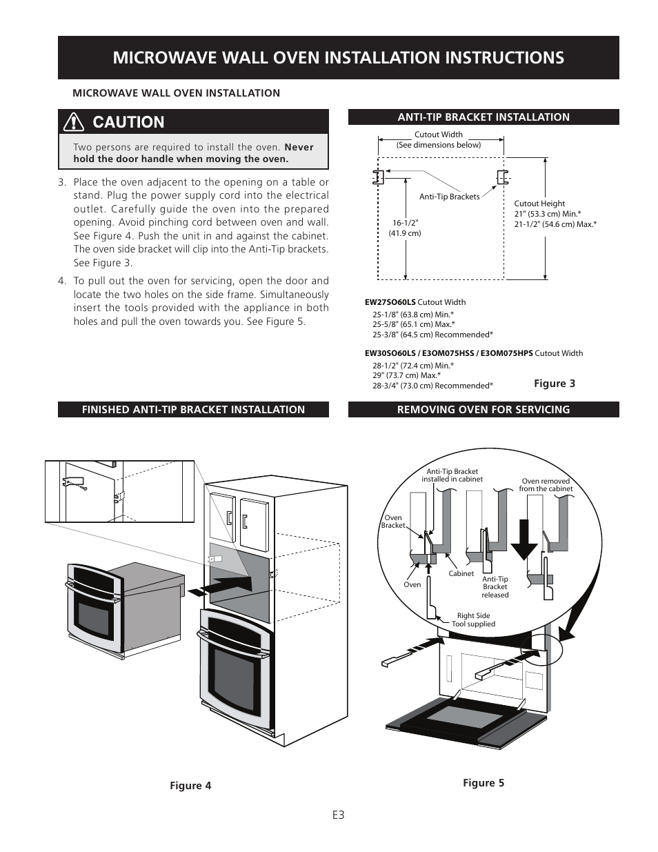 Microwave wall oven installation instructions | Electrolux EW30SO60LS User Manual | Page 3 / 12