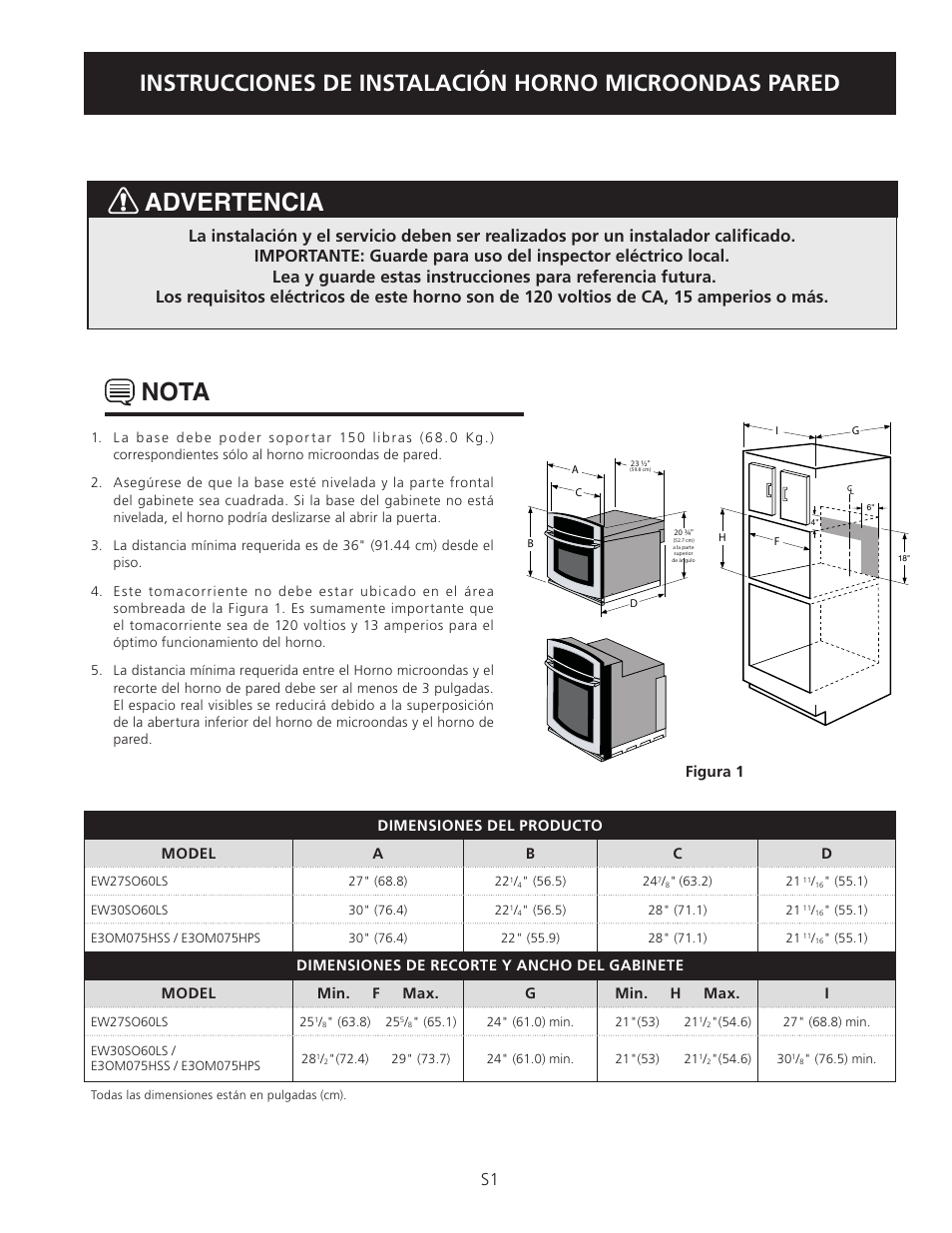Advertencia nota | Electrolux EW30SO60LS User Manual | Page 9 / 12