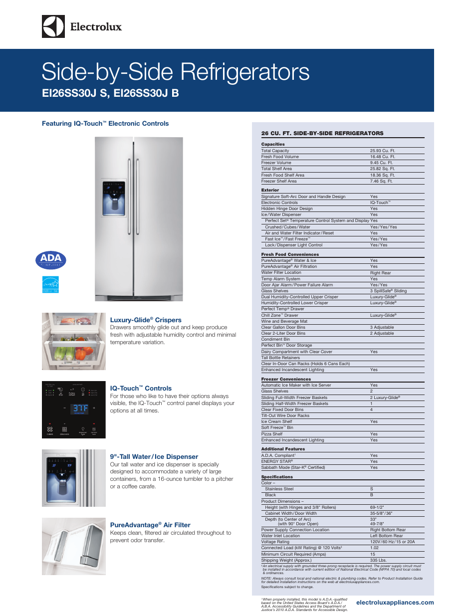 Electrolux EI26SS30JS User Manual | 2 pages