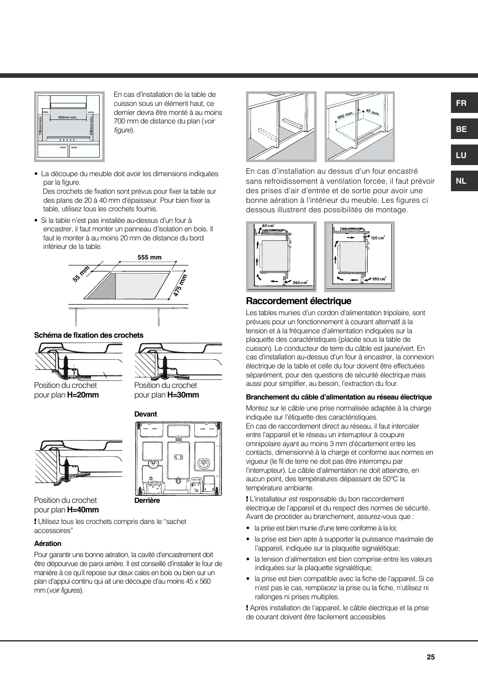 Raccordement électrique | Hotpoint Ariston PH 631MS (WH)-HA User Manual | Page 25 / 68