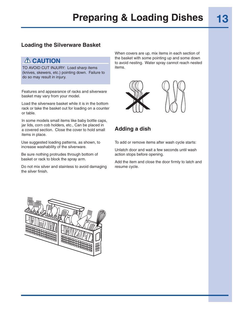 Preparing & loading dishes, Caution | Electrolux EI24ID50QS User Manual | Page 13 / 64