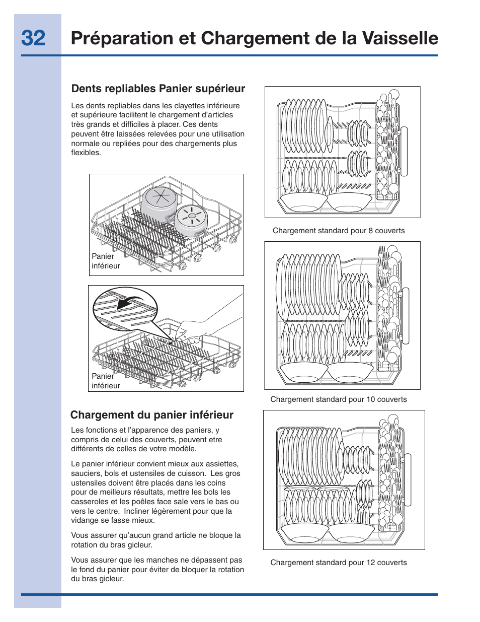 Préparation et chargement de la vaisselle | Electrolux EI24ID50QS User Manual | Page 32 / 64