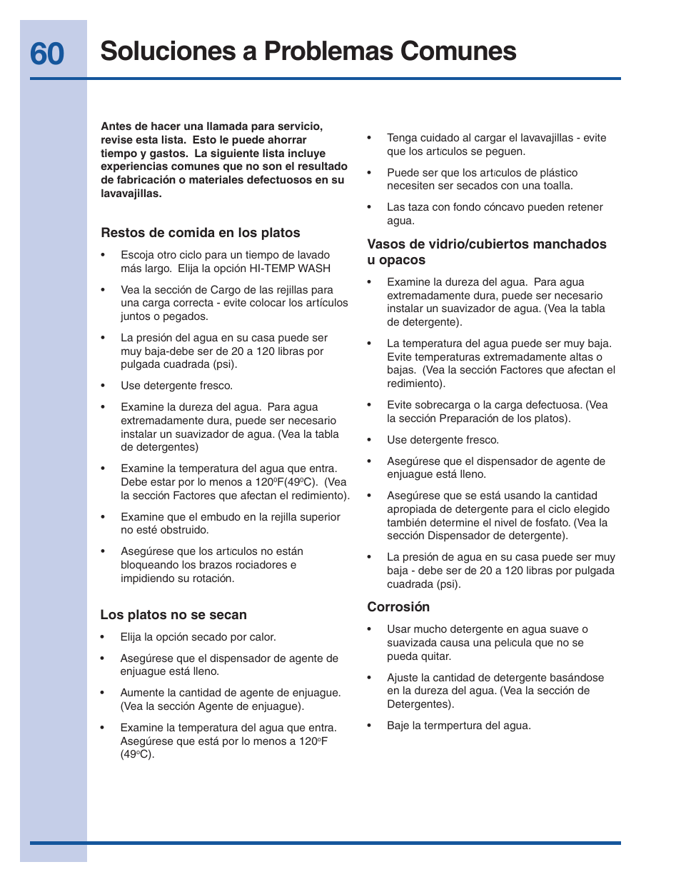 Soluciones a problemas comunes | Electrolux EI24ID50QS User Manual | Page 60 / 64