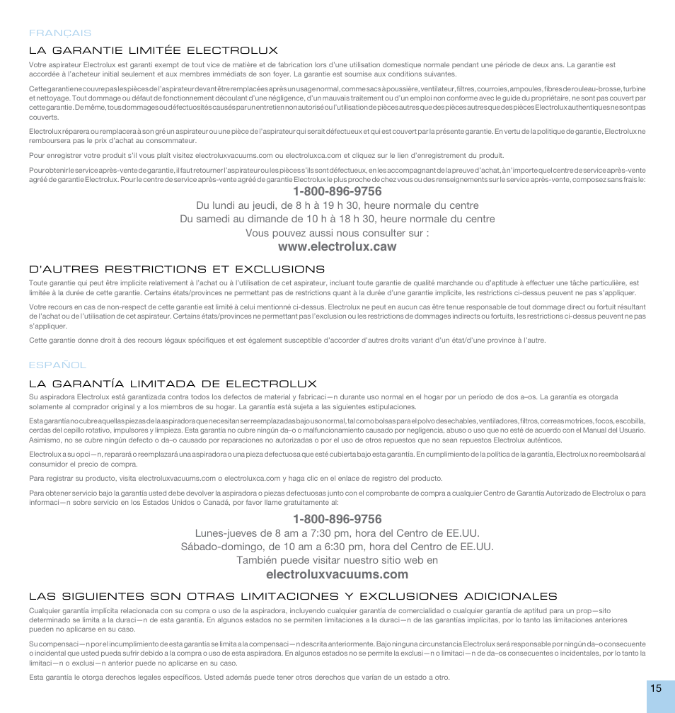 Electrolux EL1014A User Manual | Page 15 / 16