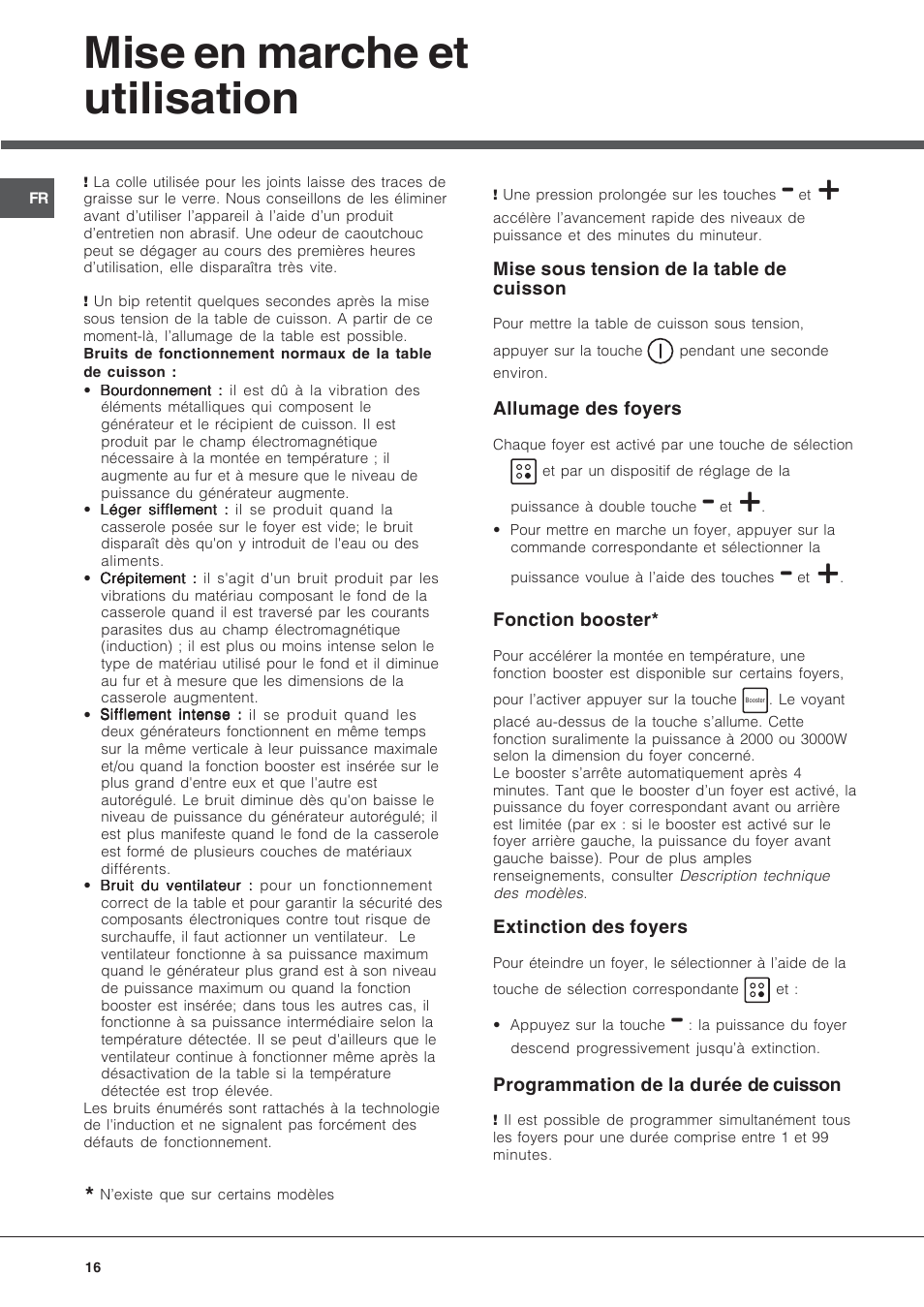 Mise en marche et utilisation | Hotpoint Ariston KIC 644 X User Manual | Page 16 / 56