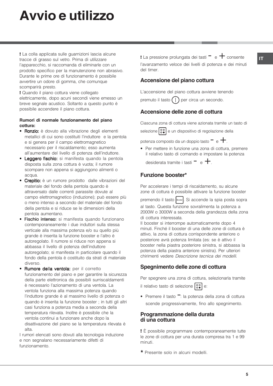 Avvio e utilizzo | Hotpoint Ariston KIC 644 X User Manual | Page 5 / 56