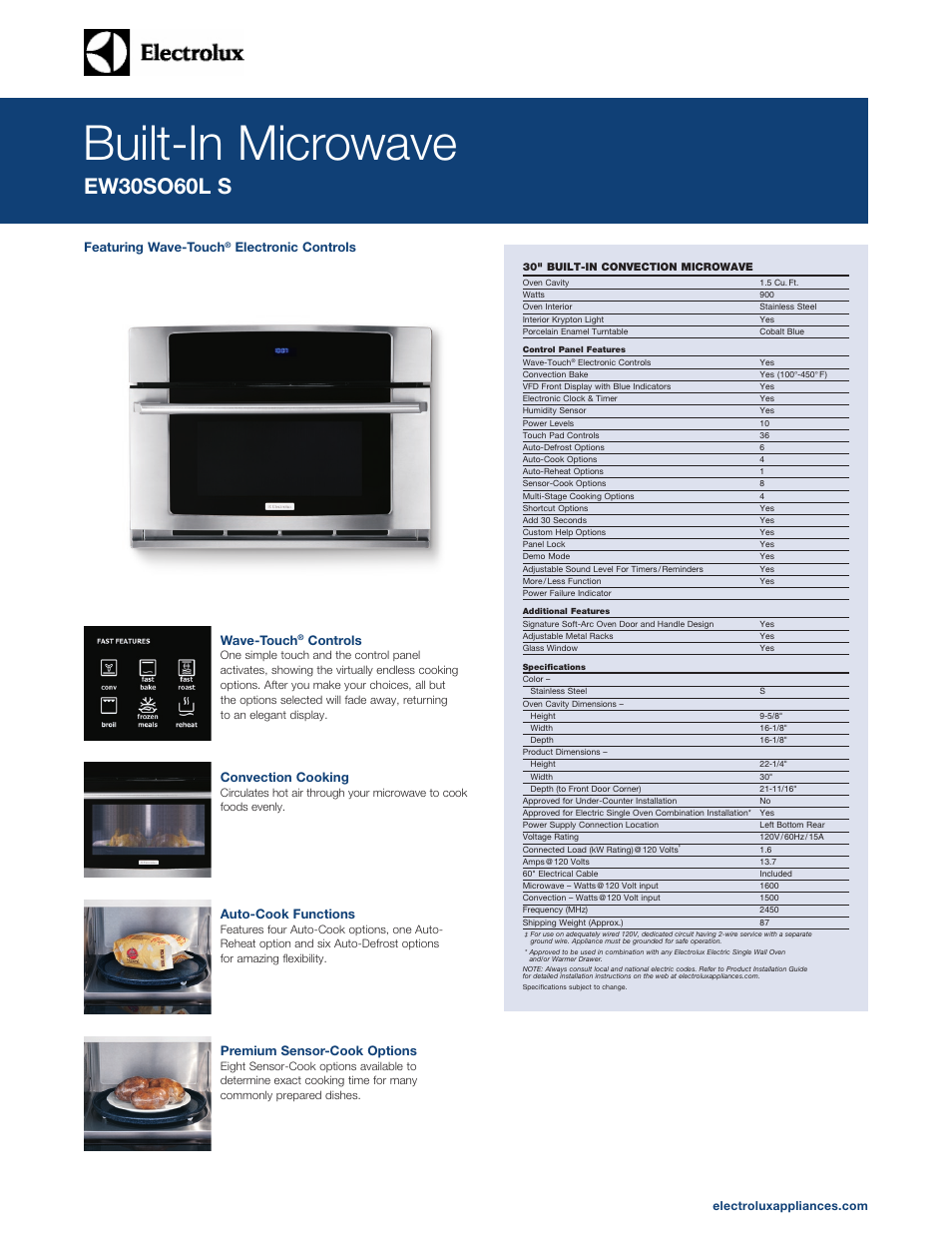 Electrolux EW30SO60LS User Manual | 5 pages