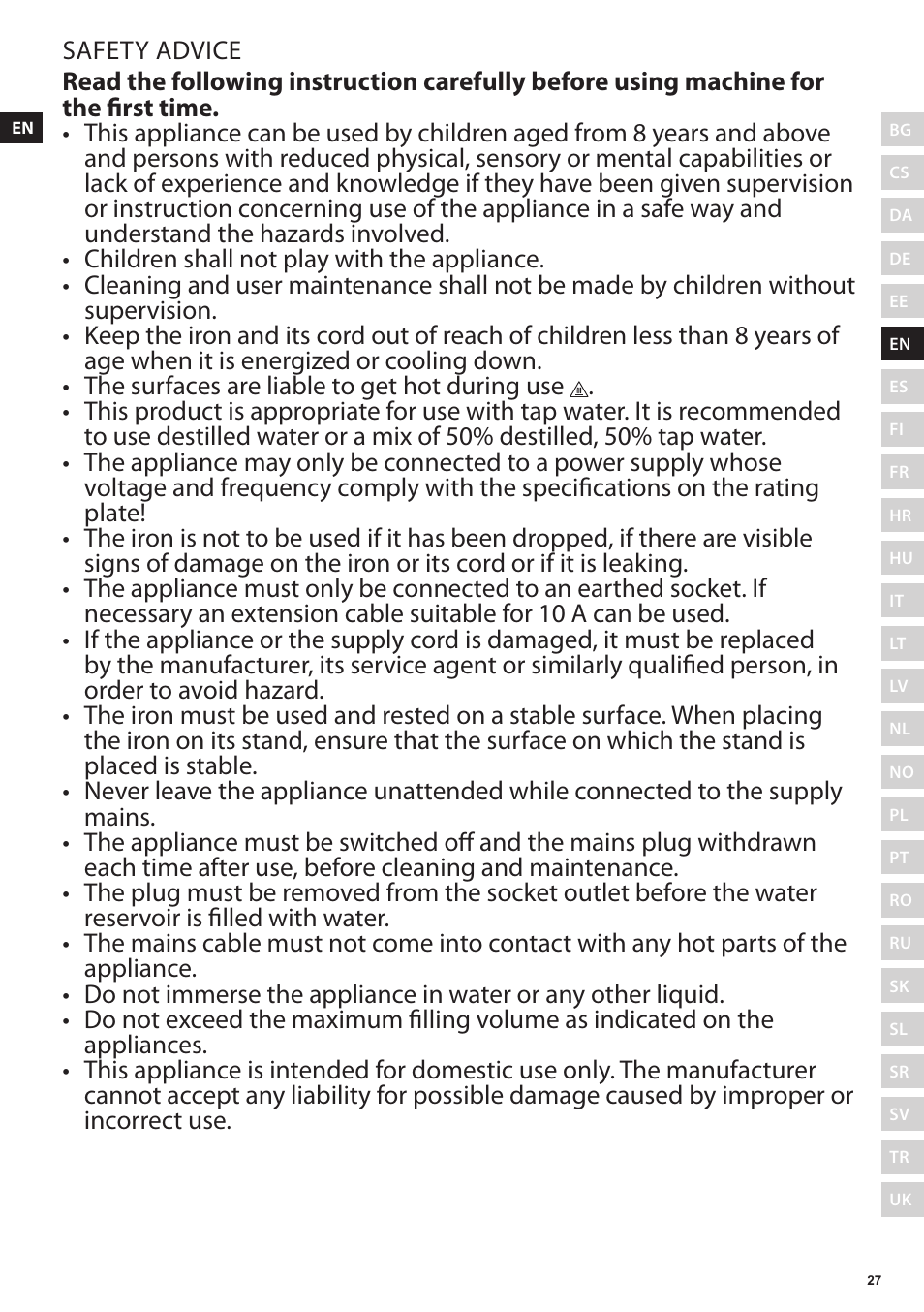 Electrolux EDBS3350 User Manual | Page 27 / 112