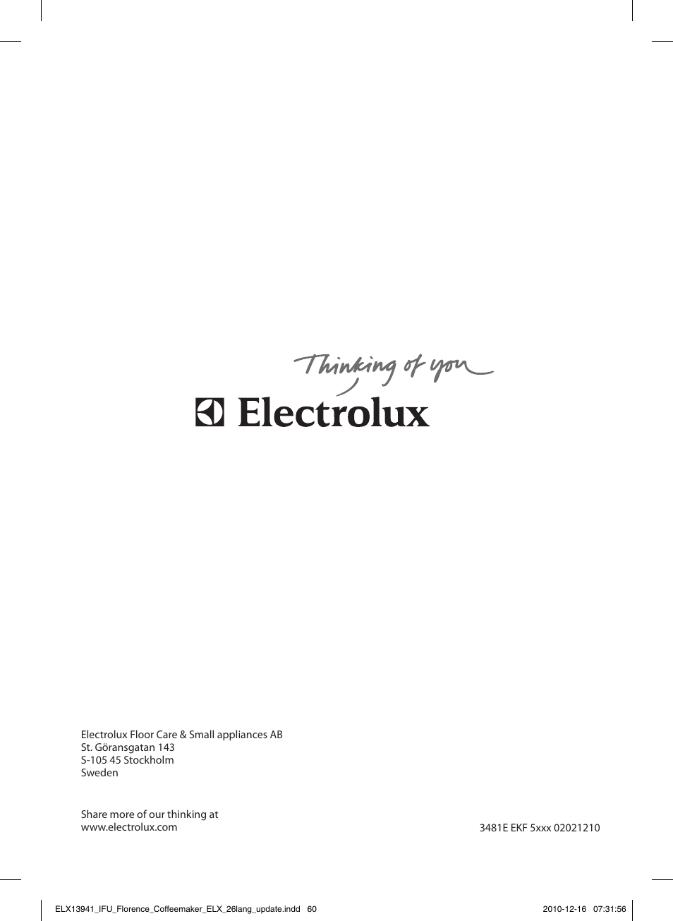 Electrolux EKF5210 User Manual | Page 60 / 60