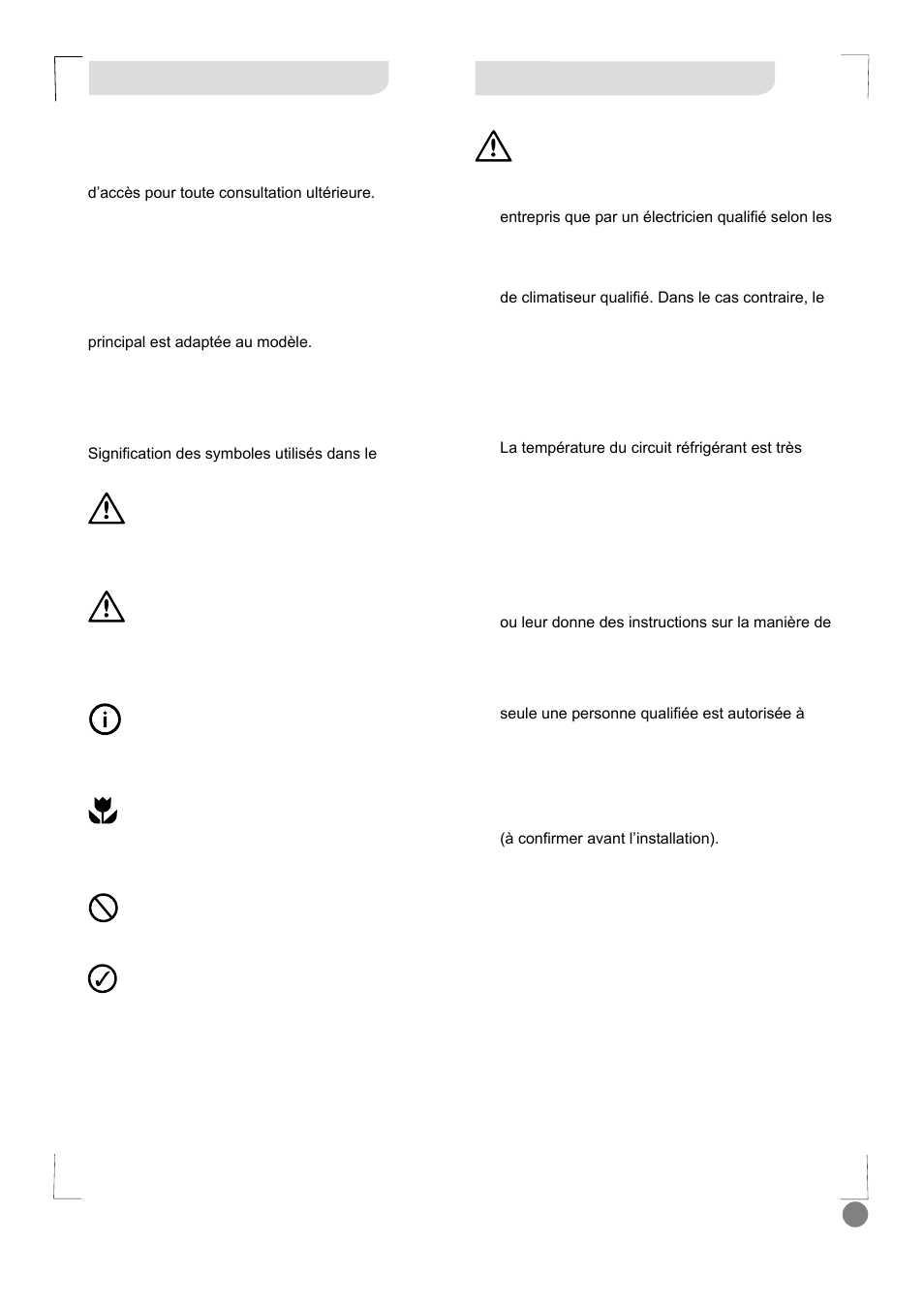 Eco cool - installation manual_l1 v2_ 25, Notice d’installation, Consignes de sécurité | Electrolux EXI18HL1WE User Manual | Page 25 / 136