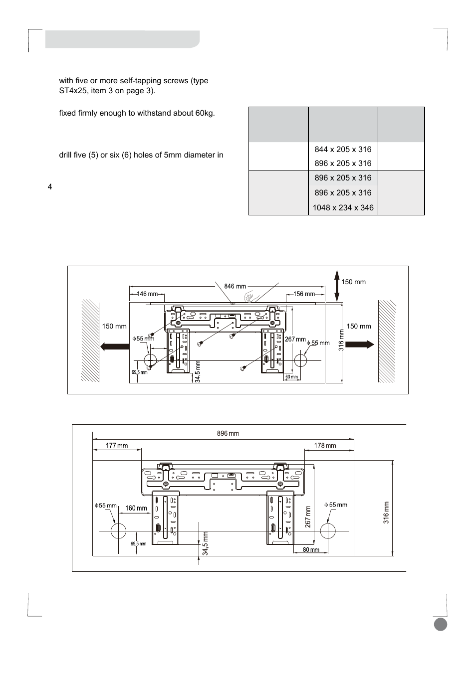 Eco cool - installation manual_l1 v2_ 9, Installation, Step 1: installation of mounting plate | Electrolux EXI18HL1WE User Manual | Page 9 / 136