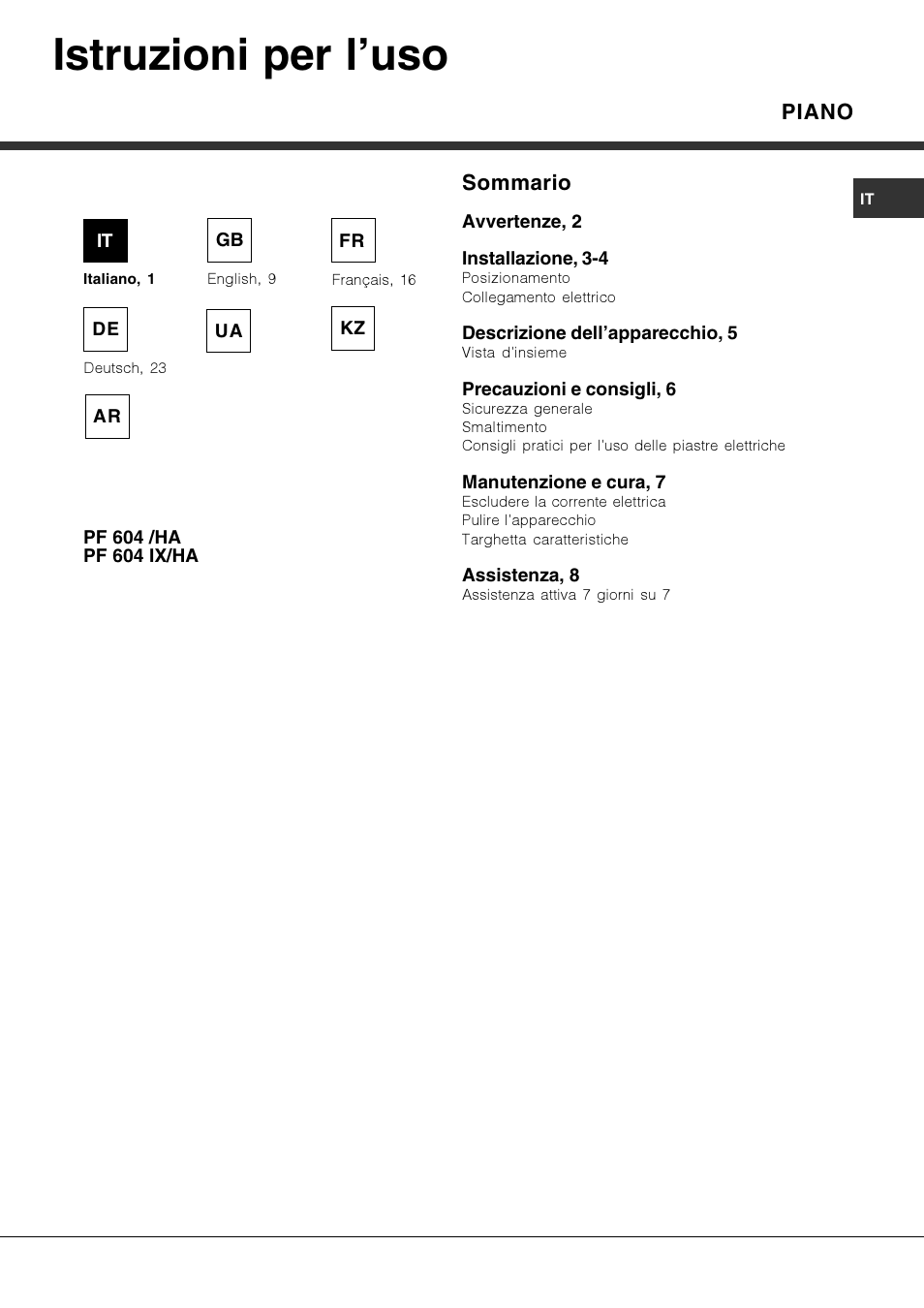 Hotpoint Ariston PF 604 (WH)-HA User Manual | 52 pages