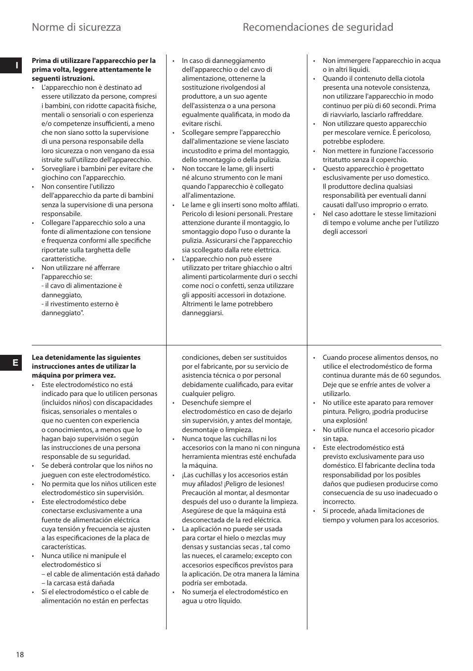 Norme di sicurezza, Recomendaciones de seguridad | Electrolux ESTM6200 User Manual | Page 18 / 96