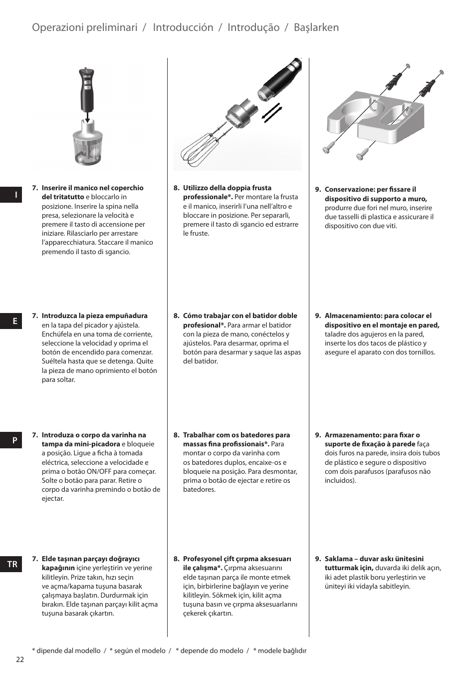 Operazioni preliminari, Introducción, Introdução | Başlarken | Electrolux ESTM6200 User Manual | Page 22 / 96