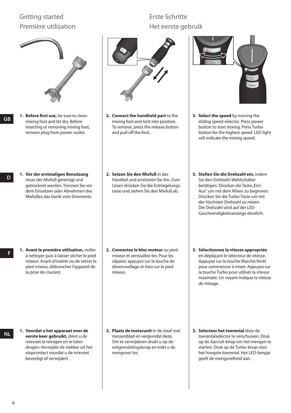 Getting started, Erste schritte, Première utilisation | Het eerste gebruik | Electrolux ESTM6200 User Manual | Page 6 / 96