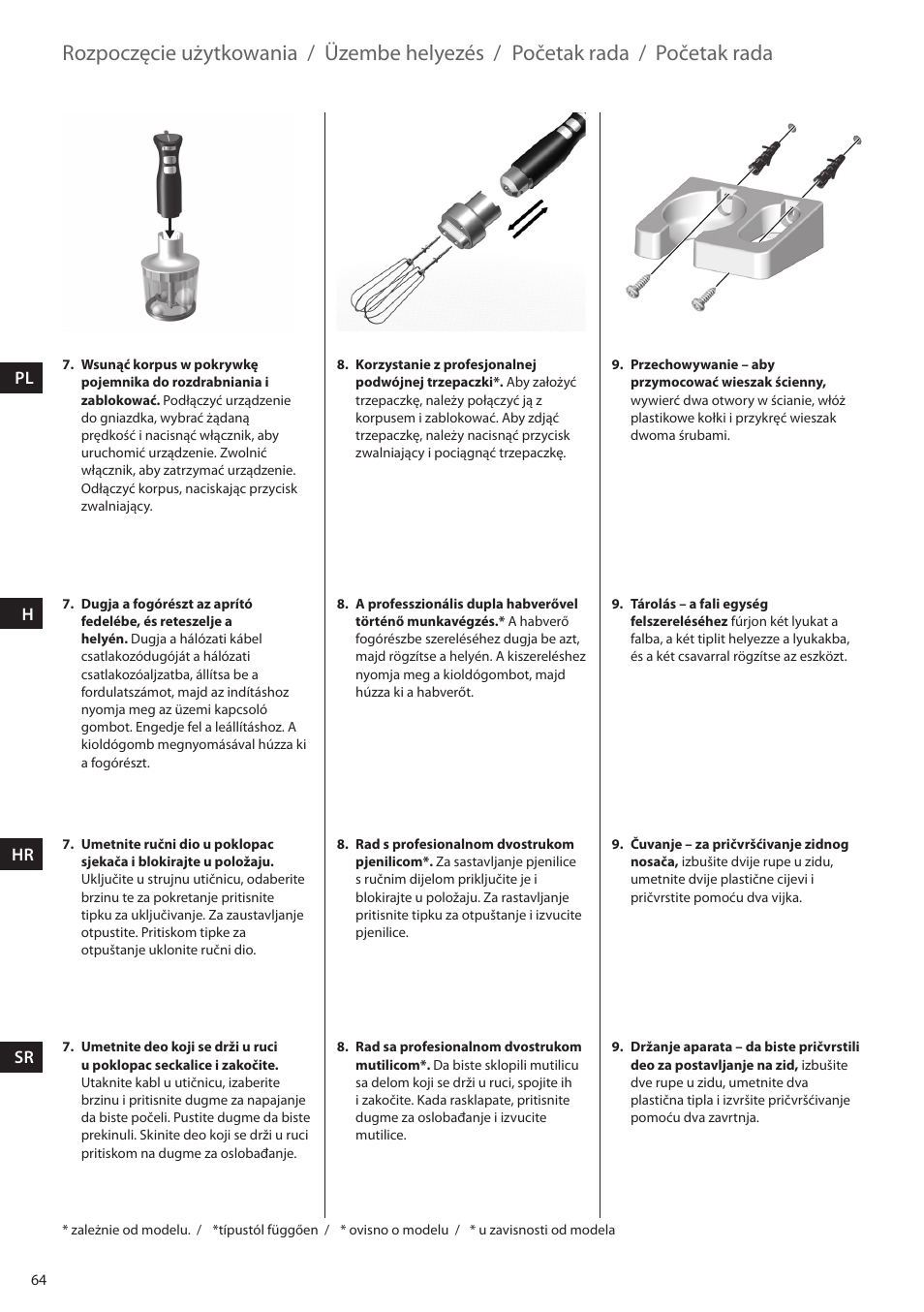 Rozpoczęcie użytkowania, Üzembe helyezés, Početak rada | Electrolux ESTM6200 User Manual | Page 64 / 96
