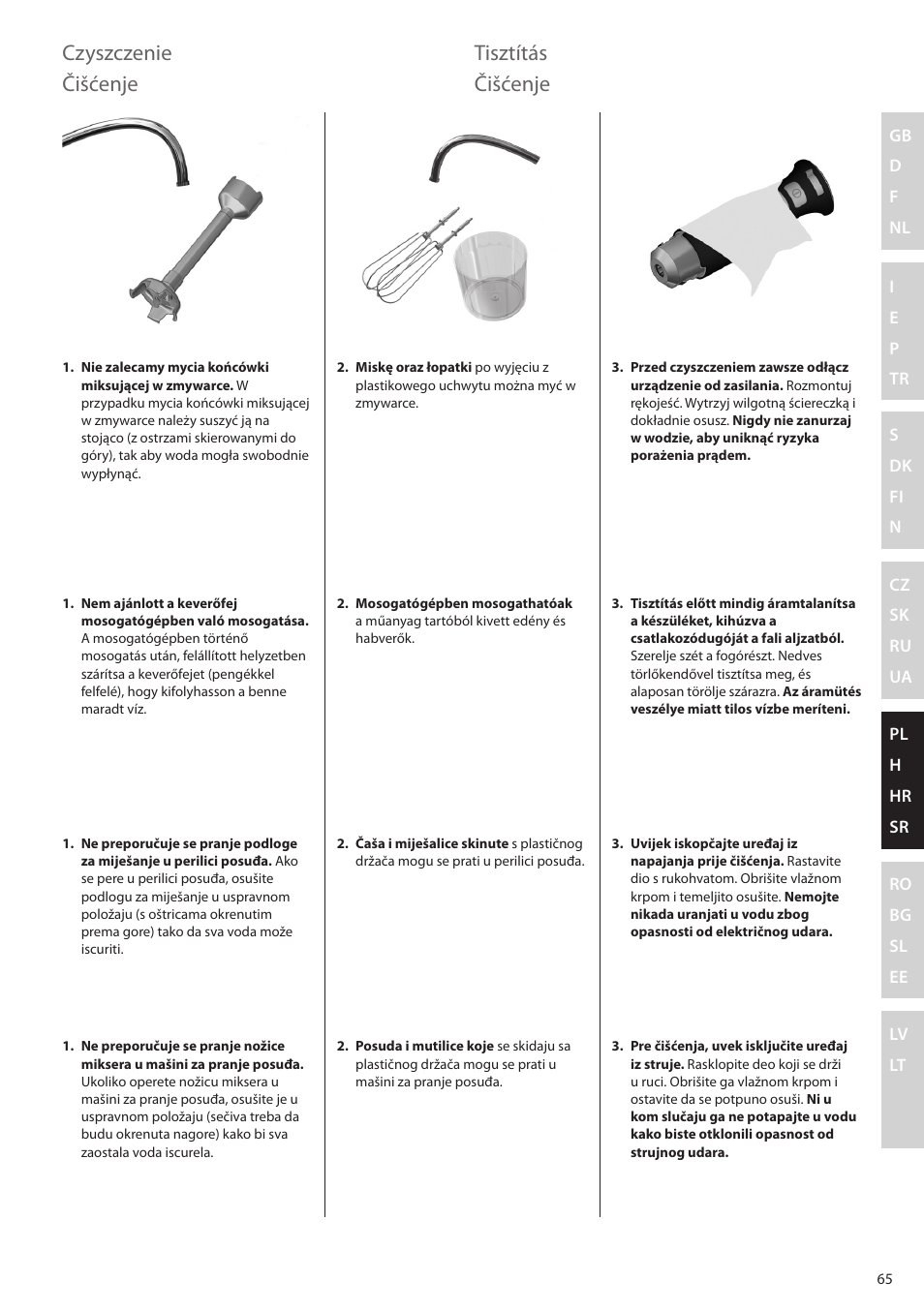 Czyszczenie, Tisztítás, Čišćenje | Electrolux ESTM6200 User Manual | Page 65 / 96