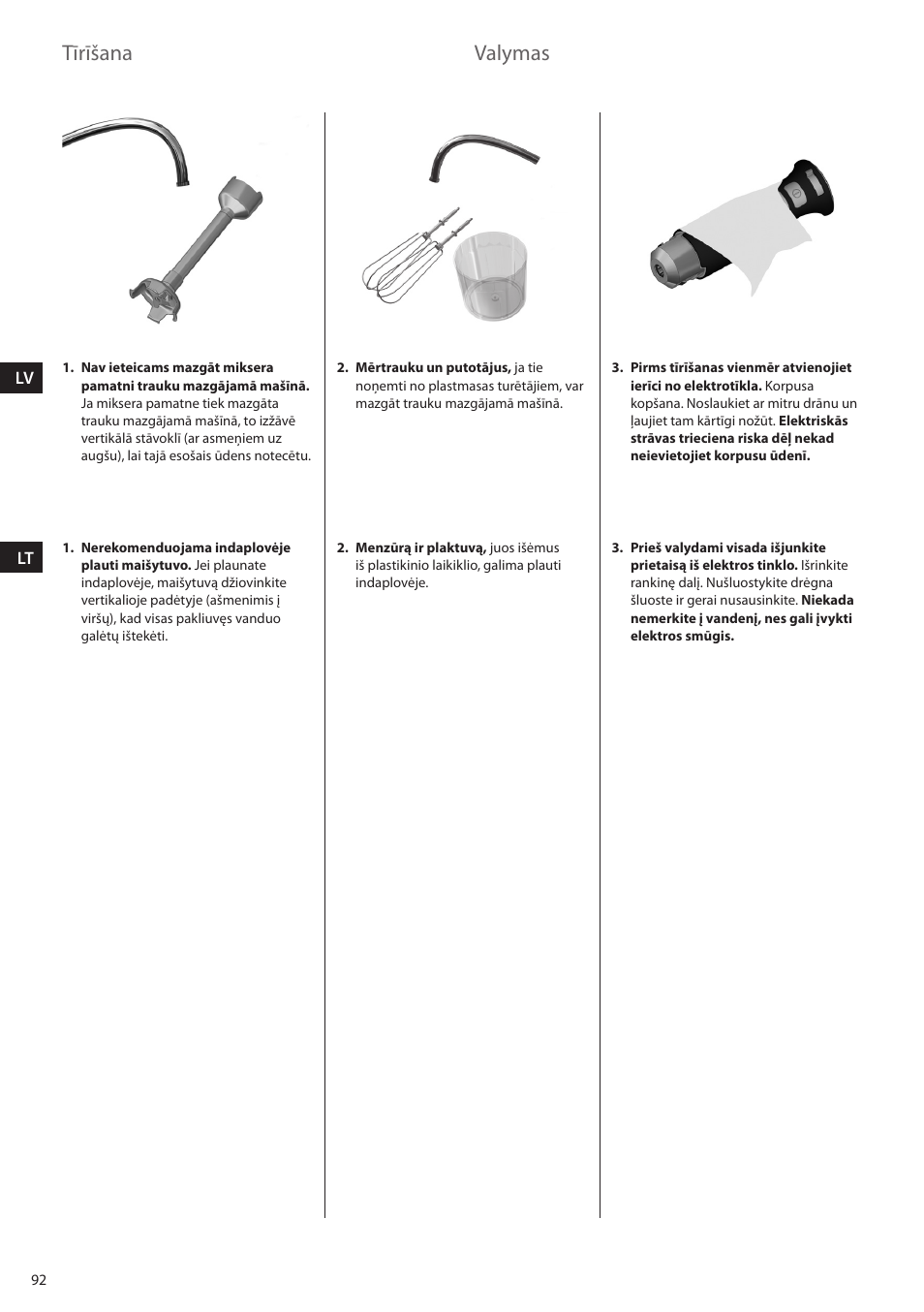 Tīrīšana, Valymas | Electrolux ESTM6200 User Manual | Page 92 / 96