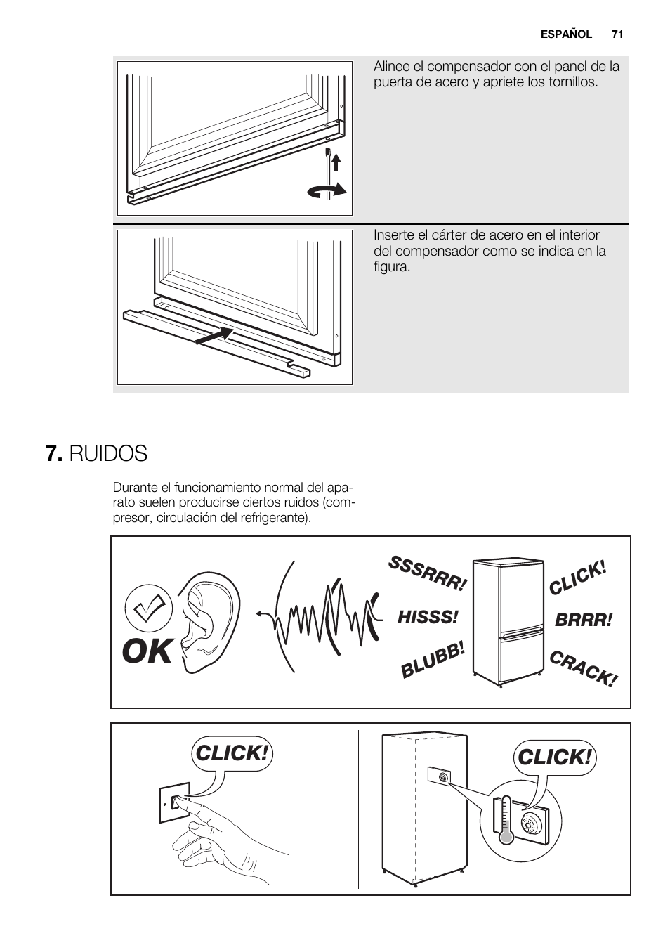 Ruidos, Click | Electrolux ERW3313AOX User Manual | Page 71 / 76