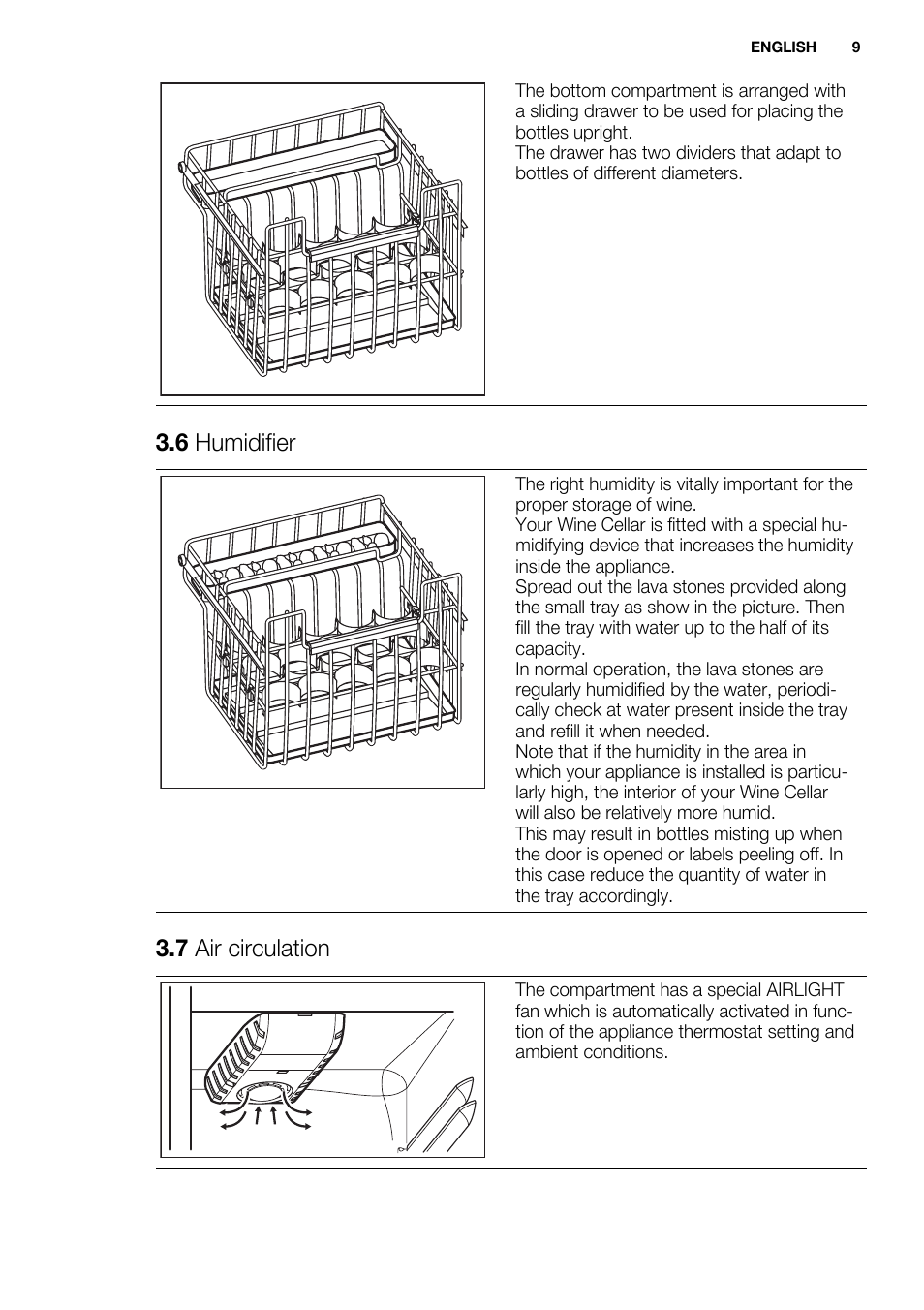 6 humidifier, 7 air circulation | Electrolux ERW3313AOX User Manual | Page 9 / 76