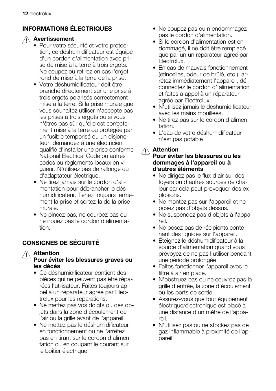 Electrolux EXD15DN3W User Manual | Page 12 / 80