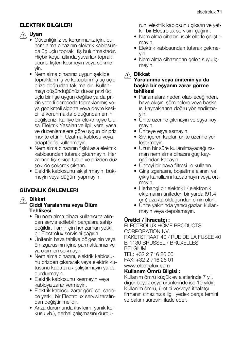 Electrolux EXD15DN3W User Manual | Page 71 / 80