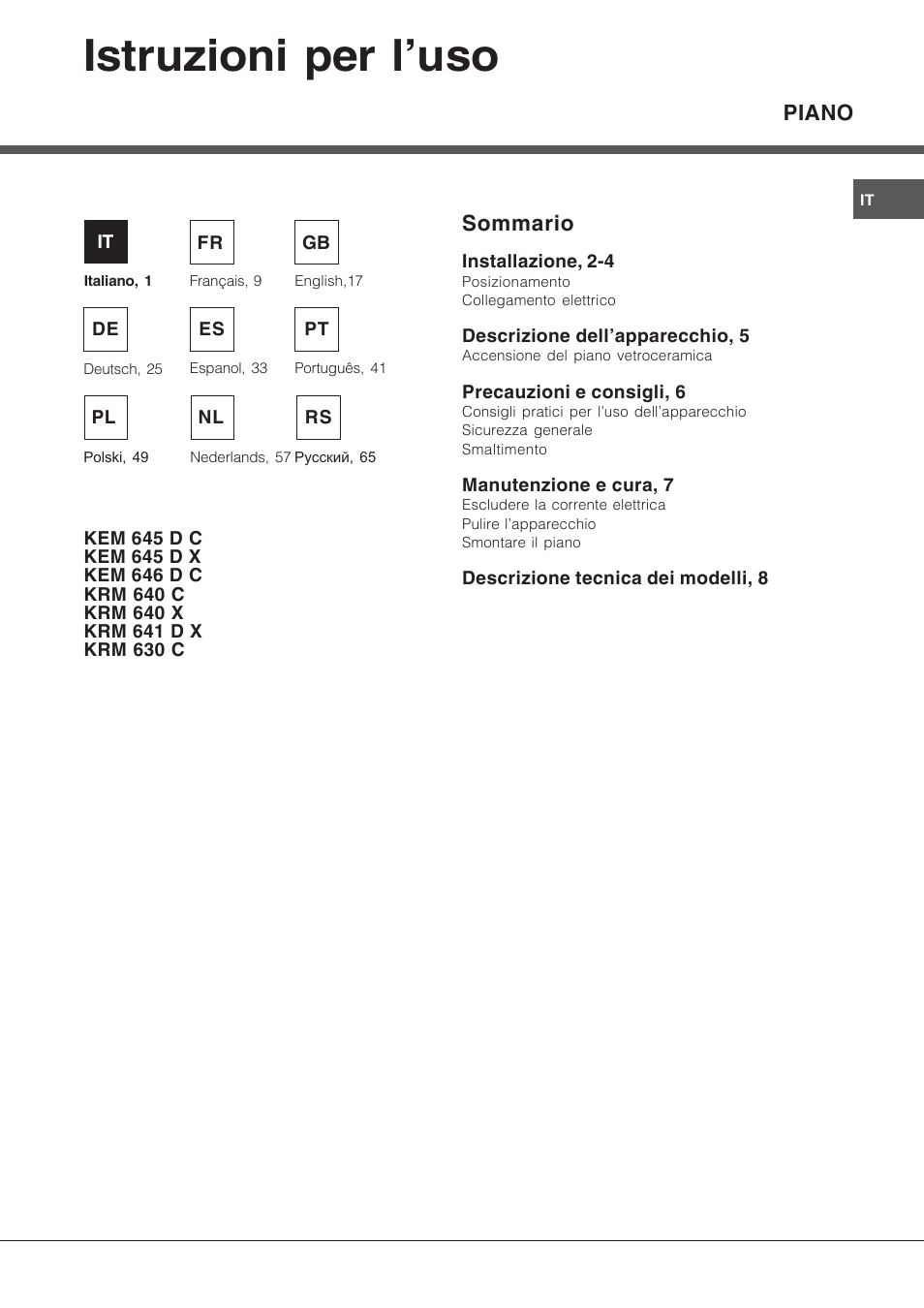 Hotpoint Ariston KRM 640 X User Manual | 72 pages