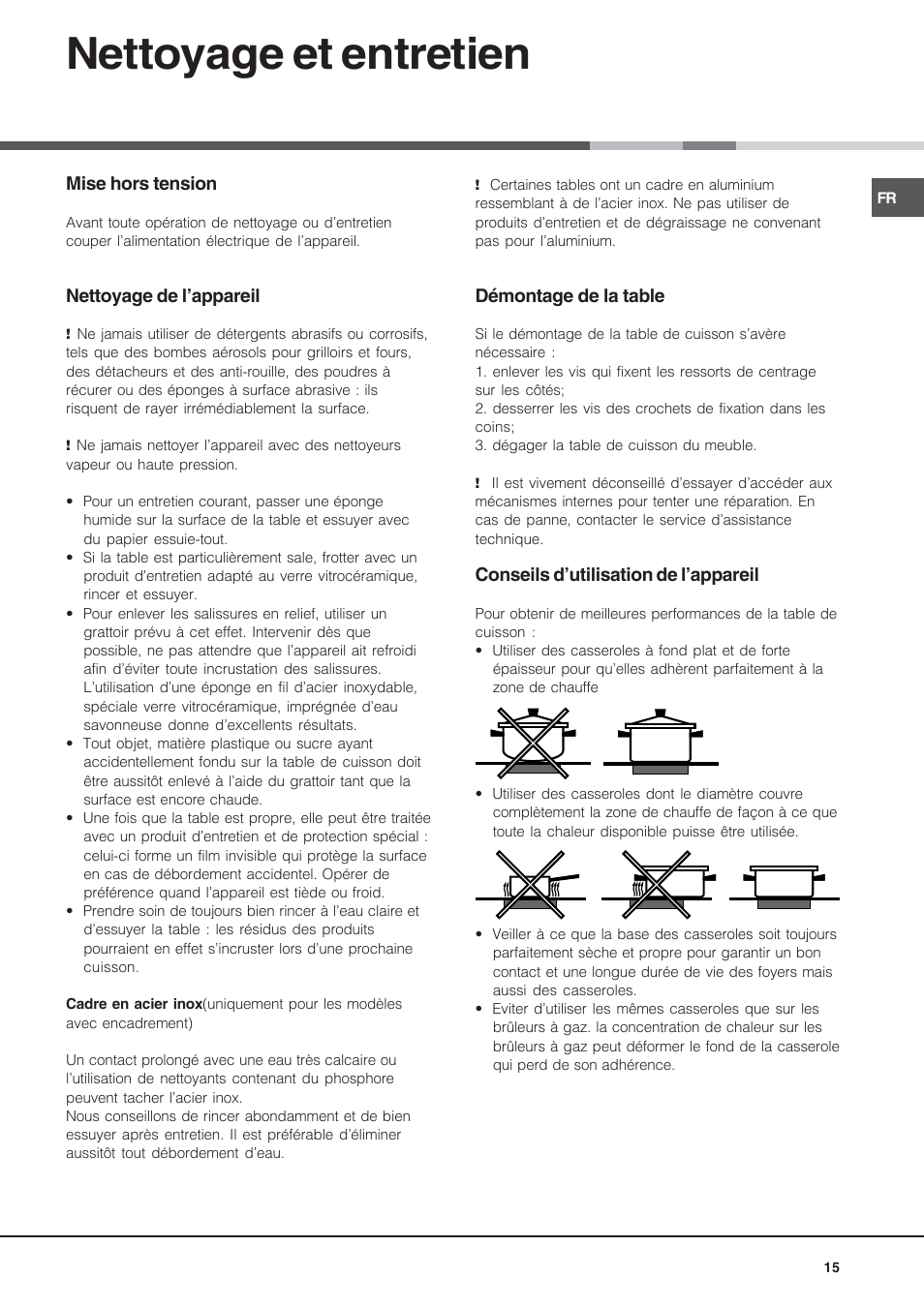 Nettoyage et entretien | Hotpoint Ariston KRM 640 X User Manual | Page 15 / 72