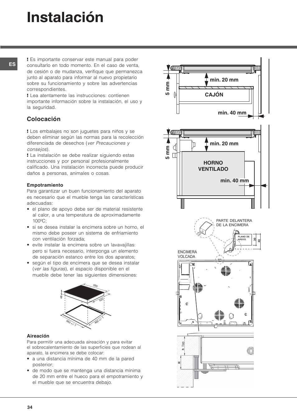 Instalación, Colocación | Hotpoint Ariston KRM 640 X User Manual | Page 34 / 72