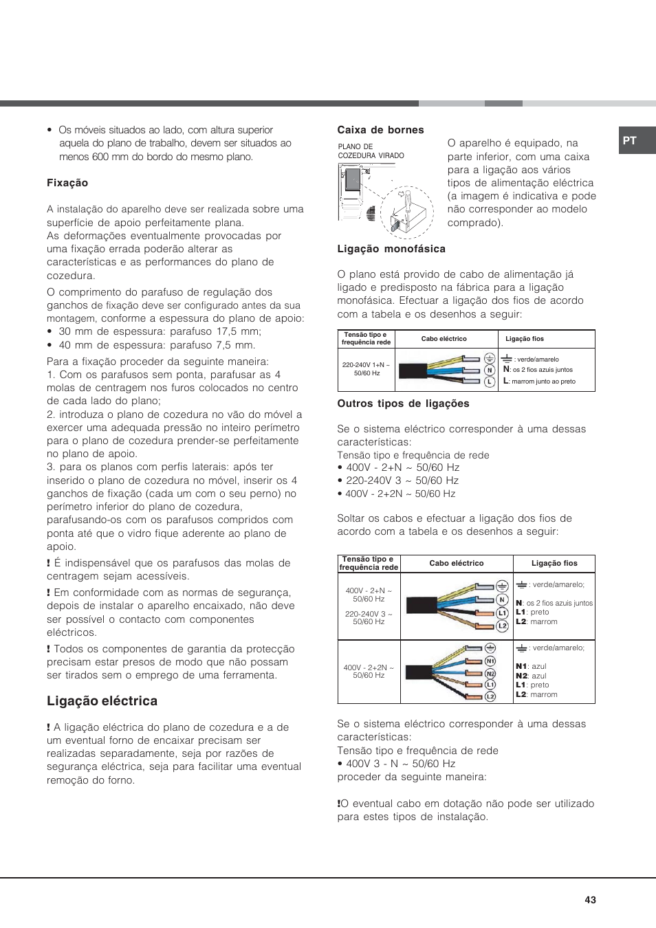 Ligação eléctrica | Hotpoint Ariston KRM 640 X User Manual | Page 43 / 72