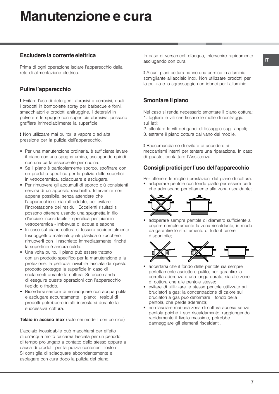 Manutenzione e cura | Hotpoint Ariston KRM 640 X User Manual | Page 7 / 72