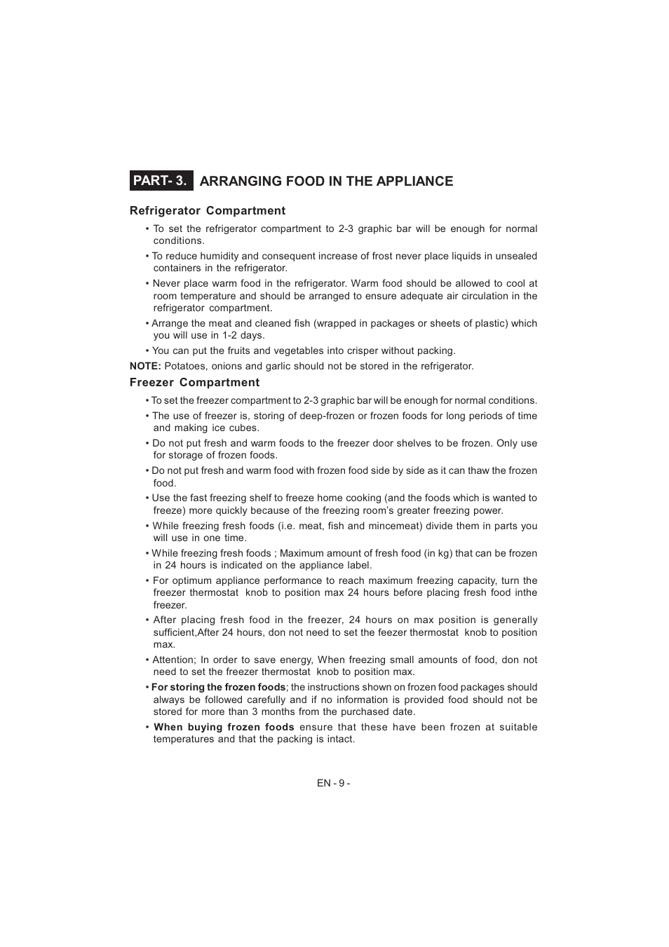 Arranging food in the appliance, Part- 3 | Electrolux EJF4442AOX User Manual | Page 11 / 124