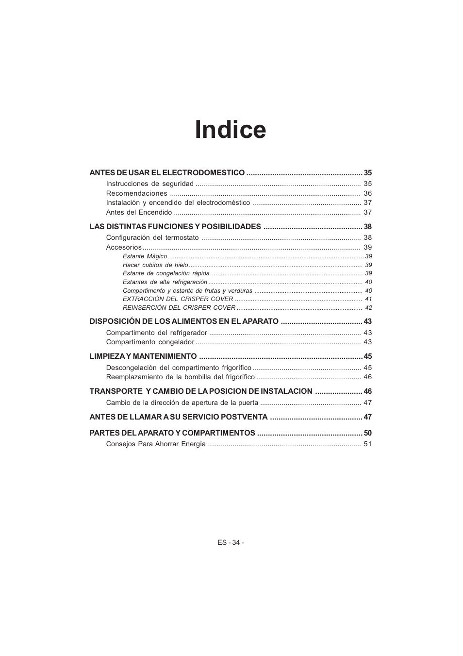 Indice | Electrolux EJF4442AOX User Manual | Page 36 / 124