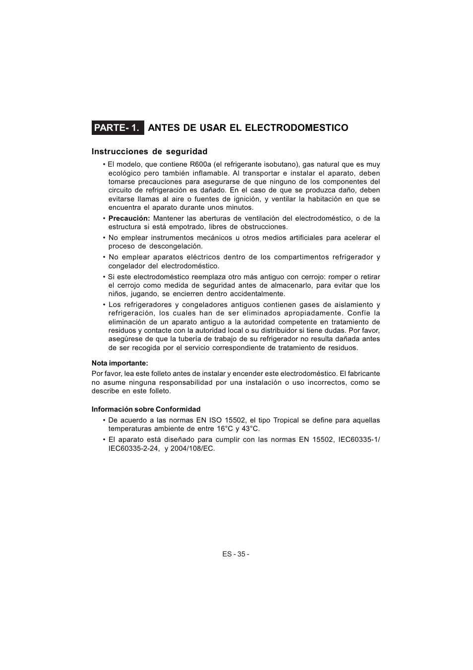 Parte- 1. antes de usar el electrodomestico | Electrolux EJF4442AOX User Manual | Page 37 / 124