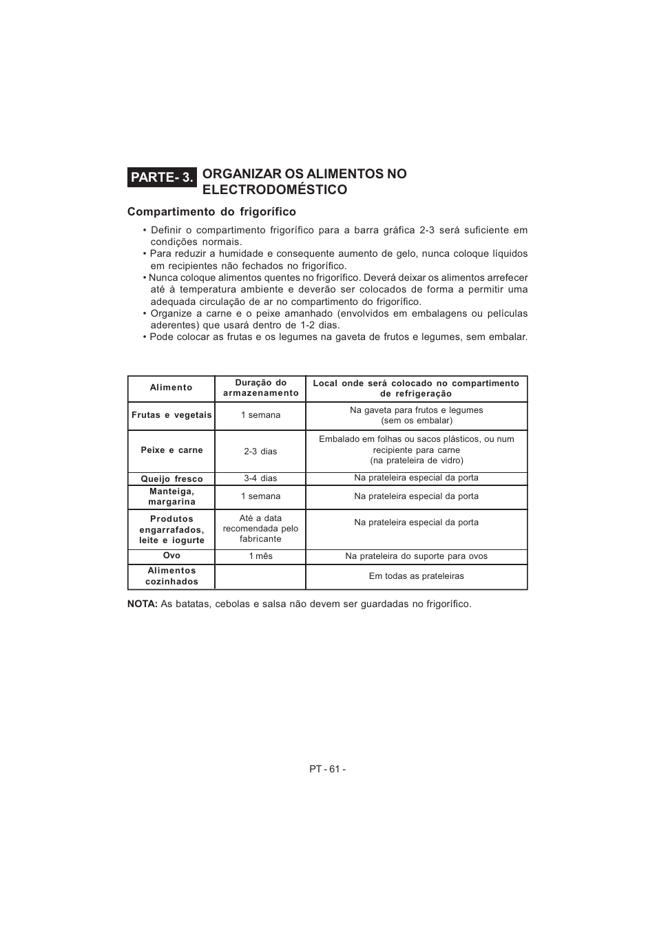 Organizar os alimentos no electrodoméstico, Parte- 3 | Electrolux EJF4442AOX User Manual | Page 63 / 124