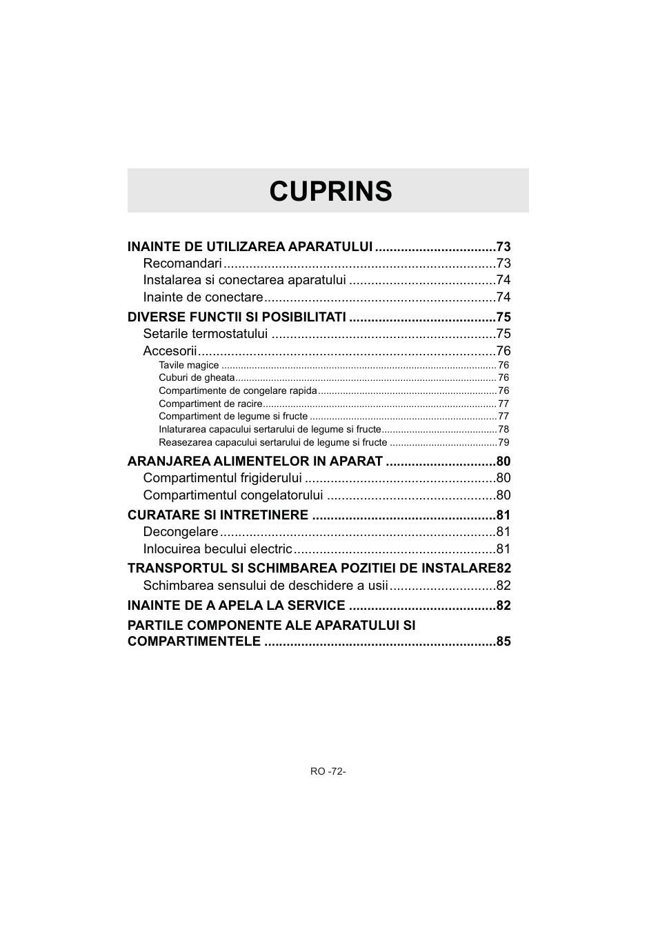 Cuprins | Electrolux EJF4442AOX User Manual | Page 74 / 124