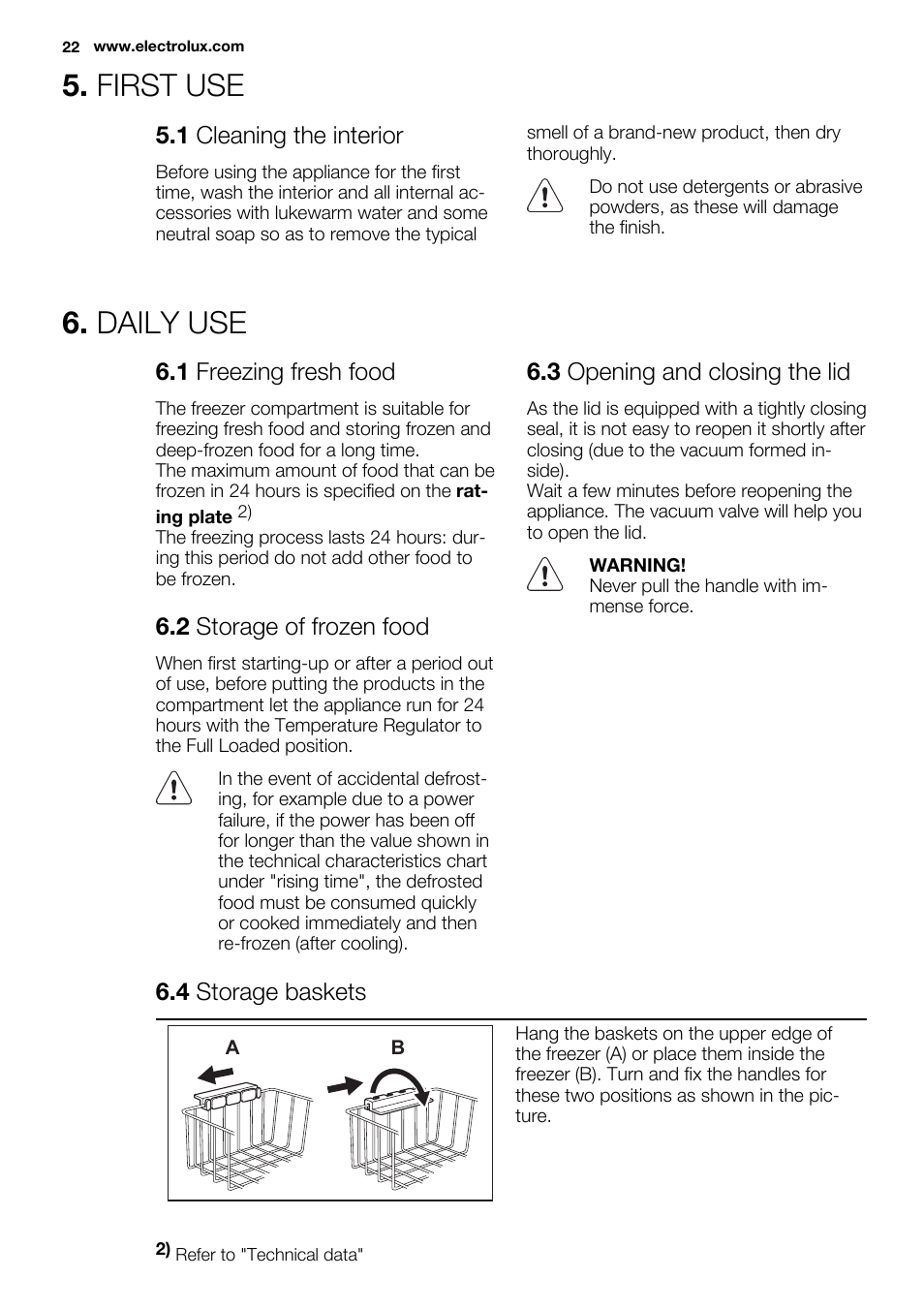 First use, Daily use | Electrolux EC4230AOW1 User Manual | Page 22 / 76