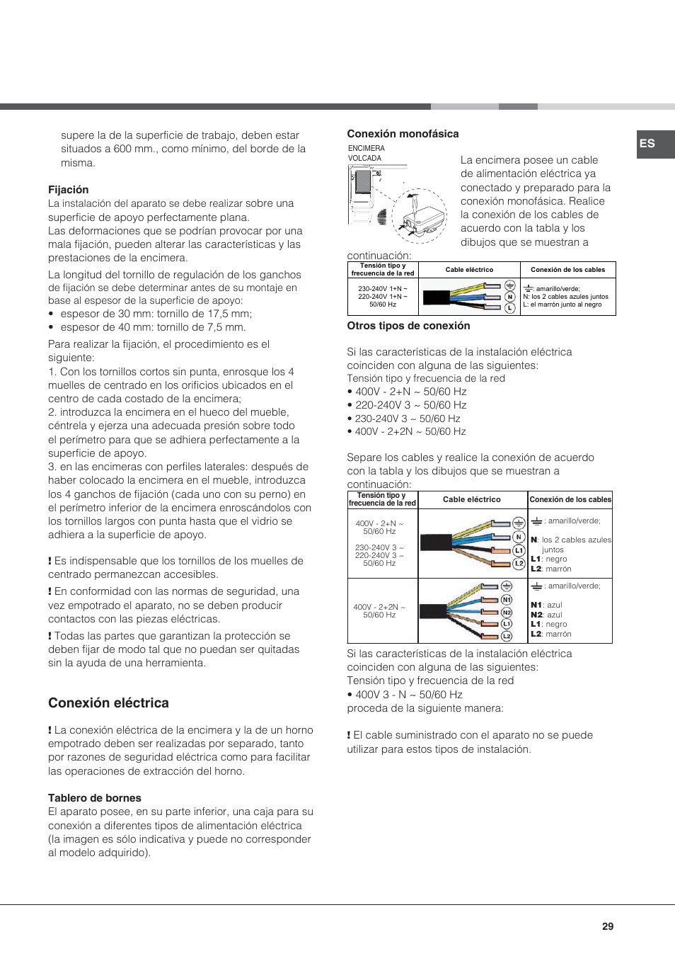 Conexión eléctrica | Hotpoint Ariston KRC 640 B  EU User Manual | Page 29 / 84