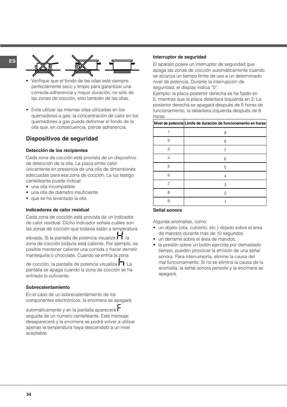 Dispositivos de seguridad | Hotpoint Ariston KRC 640 B  EU User Manual | Page 34 / 84