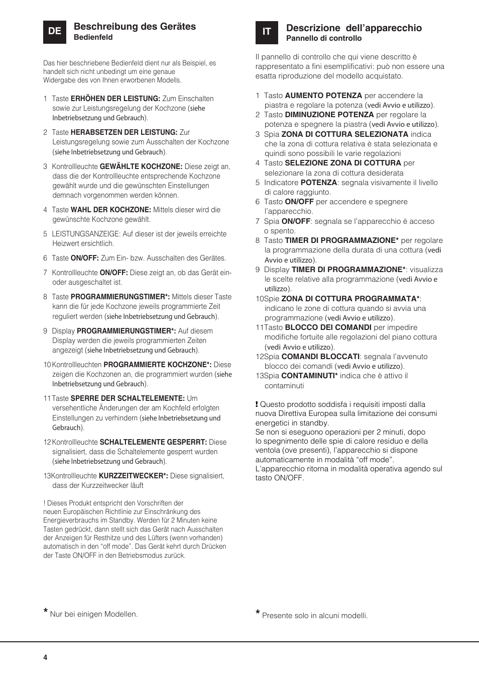 It de beschreibung des gerätes, Descrizione dell’apparecchio | Hotpoint Ariston KRC 640 B  EU User Manual | Page 4 / 84