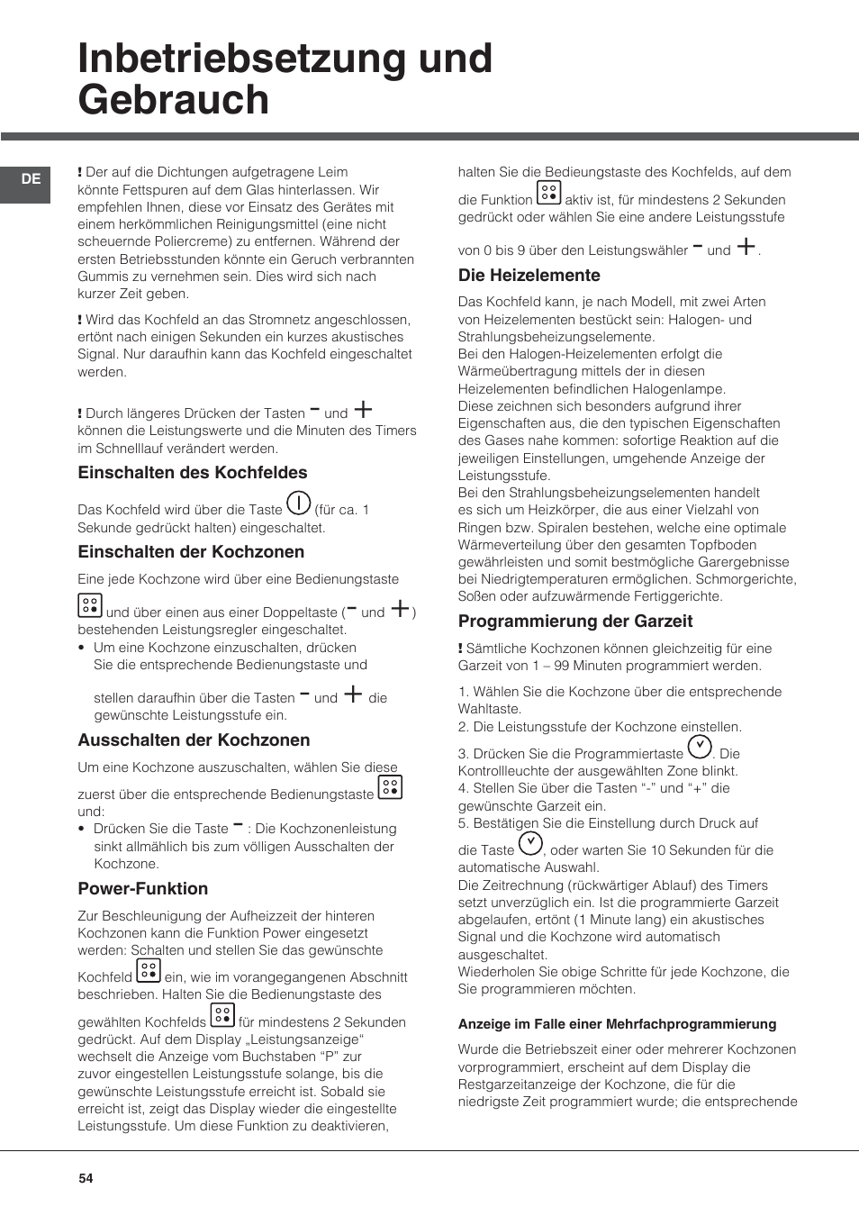 Inbetriebsetzung und gebrauch | Hotpoint Ariston KRC 640 B  EU User Manual | Page 54 / 84